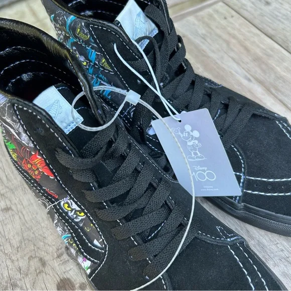 Vans X Disney 100th Villains Sk8Hi Shoes Men's Size 7.5 Womens 9 Black Sneakers - Picture 9 of 15